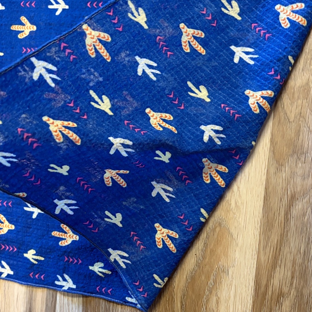 Blue Scarf with cactus Pattern - Picture 3 of 7